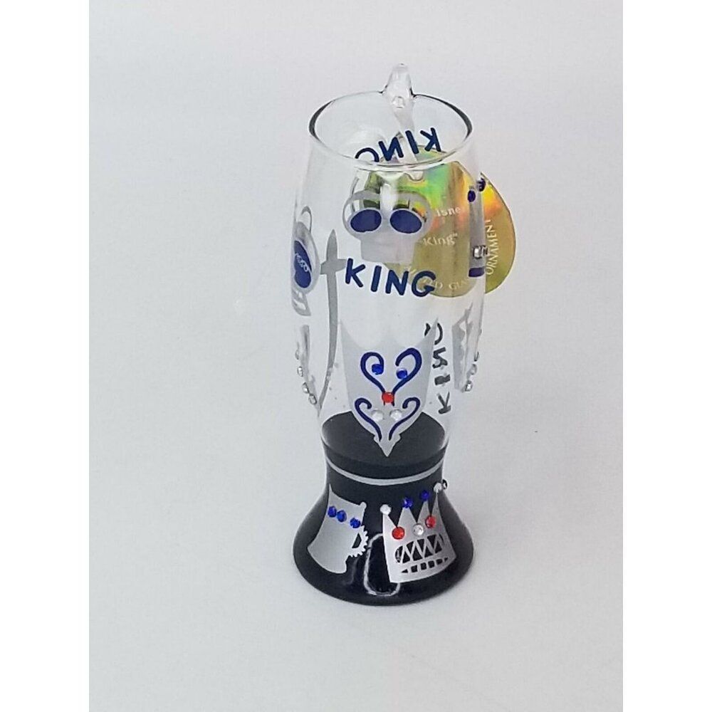 Lolita Handpainted Mini Pilsner Glass King Gotta Love Beer Ornament Man Cave New